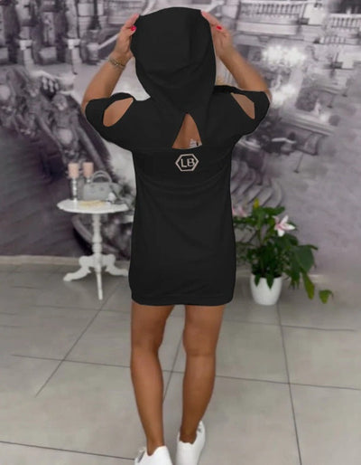 Maya™ | Casual Hooded Dress with Letter Print