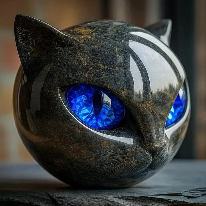 Sculpture of Mysterious Black Cat Head