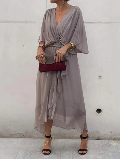 Monica™ | Silk Chiffon V-Neck Dress