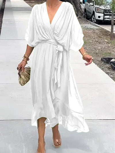 Monica™ | Silk Chiffon V-Neck Dress
