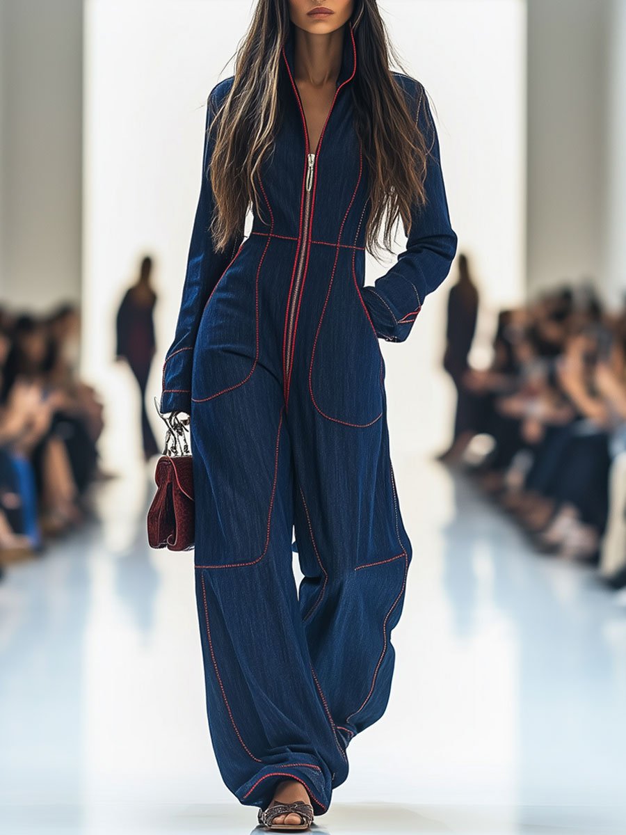 Urbanza™ | Casual Loose Retro Long Sleeve Jumpsuit