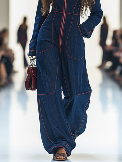 Urbanza™ | Casual Loose Retro Long Sleeve Jumpsuit