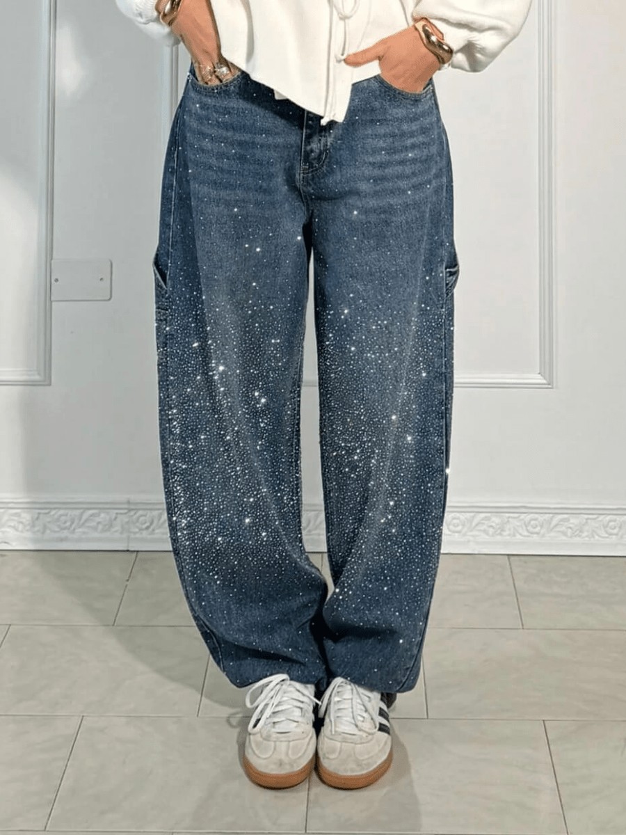 Imogen™ | Trendy Balloon Carpenter Jeans with Glitters