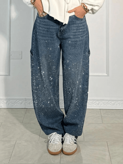Imogen™ | Trendy Balloon Carpenter Jeans with Glitters