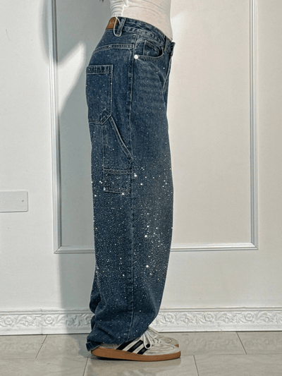 Imogen™ | Trendy Balloon Carpenter Jeans with Glitters