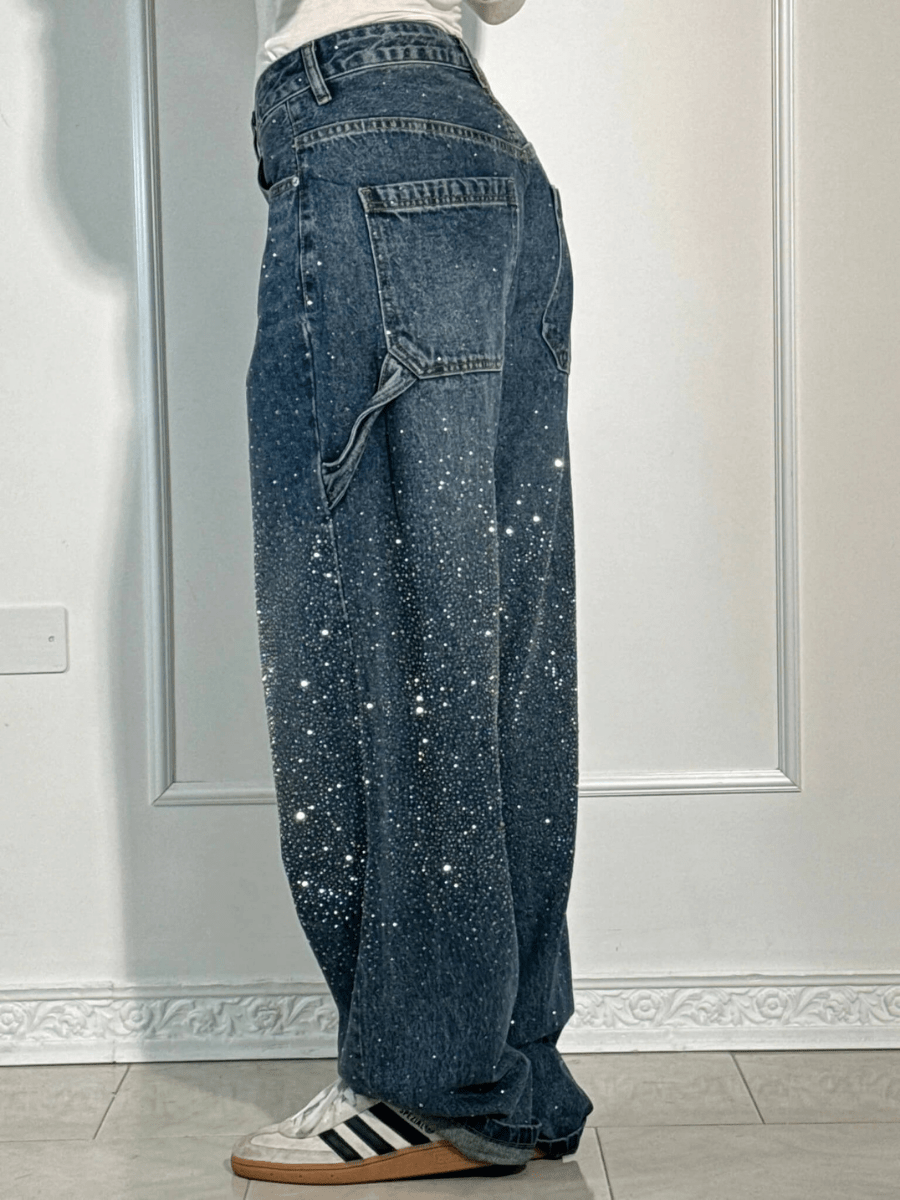 Imogen™ | Trendy Balloon Carpenter Jeans with Glitters