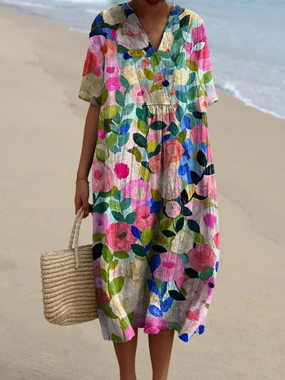 Elya™ | Watercolor Floral Dress