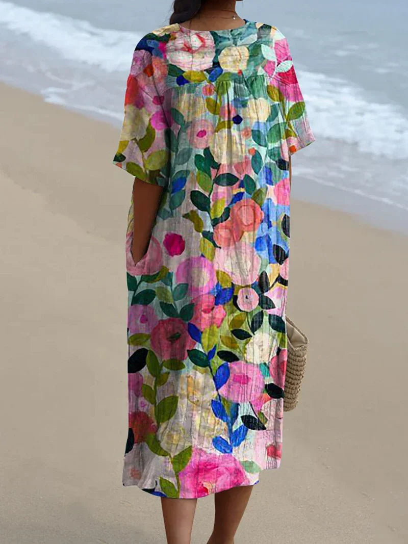 Elya™ | Watercolor Floral Dress